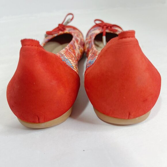Sabrina's London Red Leather Floral Ballet Flats Bows Women's Size 37 EU 6.5 US - Picture 8 of 8